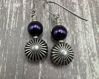 Prescilla - Purple & Silver earrings