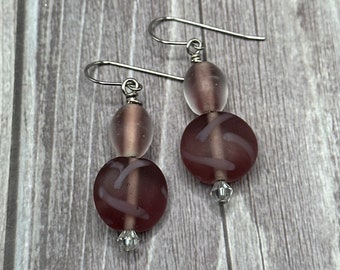Alethea - Purple lamp work earrings.