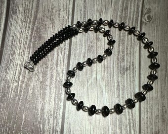 Gena black jet stone necklace