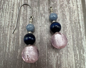Pink & Blue Column Earrings