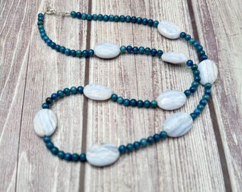 Vera blue lace agate stone necklace
