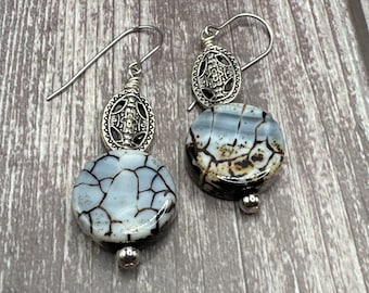 Nicole - Crackle Agate earrings
