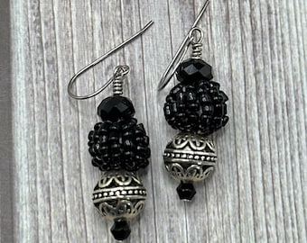 Miranda Black and silver earrings