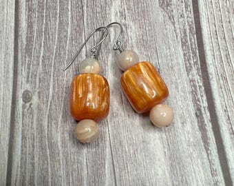 Diann Orange jasper earrings