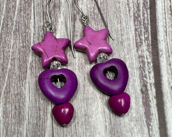 Daphne purple and crystal earrings