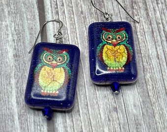 Minerva Folk Owl earrings
