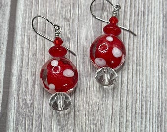 Anna - Red lamp work earrings