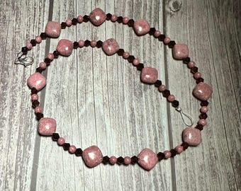 Kristina Rhodonite necklace with crystal accents