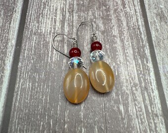 Irma - Carnelian & Crystal earrings