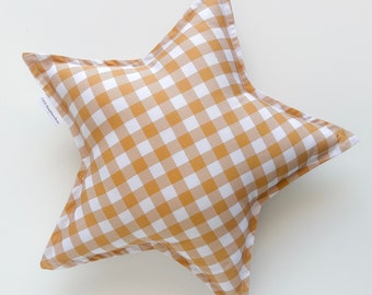 Honey Gingham Star Cushion - Kids Decorative Cushion