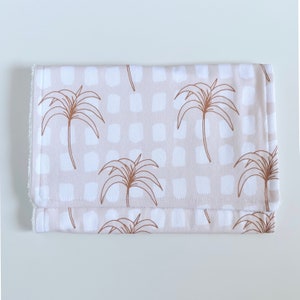 Beige Palm Check Burp Cloth - Premium Burp Cloths, Burping Cloths, Burp Cloth, Baby Shower Gift, Baby Burp Cloth