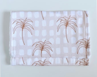 Beige Palm Check Burp Cloth - Premium Burp Cloths, Burping Cloths, Burp Cloth, Baby Shower Gift, Baby Burp Cloth