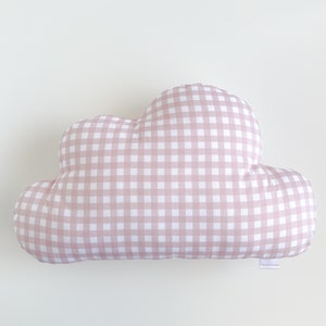 Dusty Pink Gingham Cloud Cushion - Handmade Kids Cushion