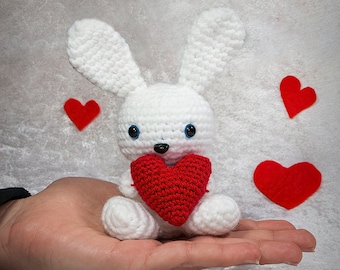 Crochet Rabbit Doll, Mini Bunny, Animal Plush Toy, Knitted Bunny, Organic Baby Toy, Handmade Cuddly Toy, Stuffed Rabbit Gift For a Girl