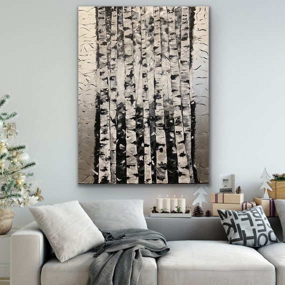 Silver Birch Tree Painting, Palette Knife Art, Textured Painting, Modern  Birch Art, Aspen Art, Large Abstract Art, Wall Decor, Home Decor - Etsy