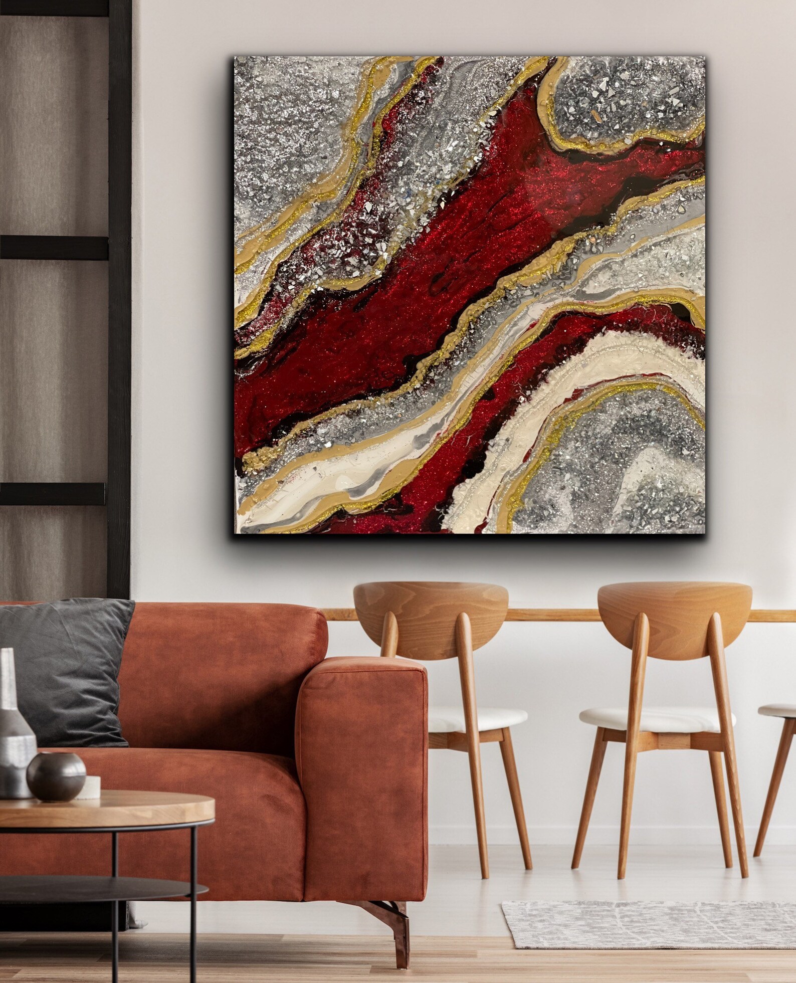 Goede Art, Red Resin Art, Resin Decor, Wall Art, Decorative Geode, Interior Design, Center Piece ...