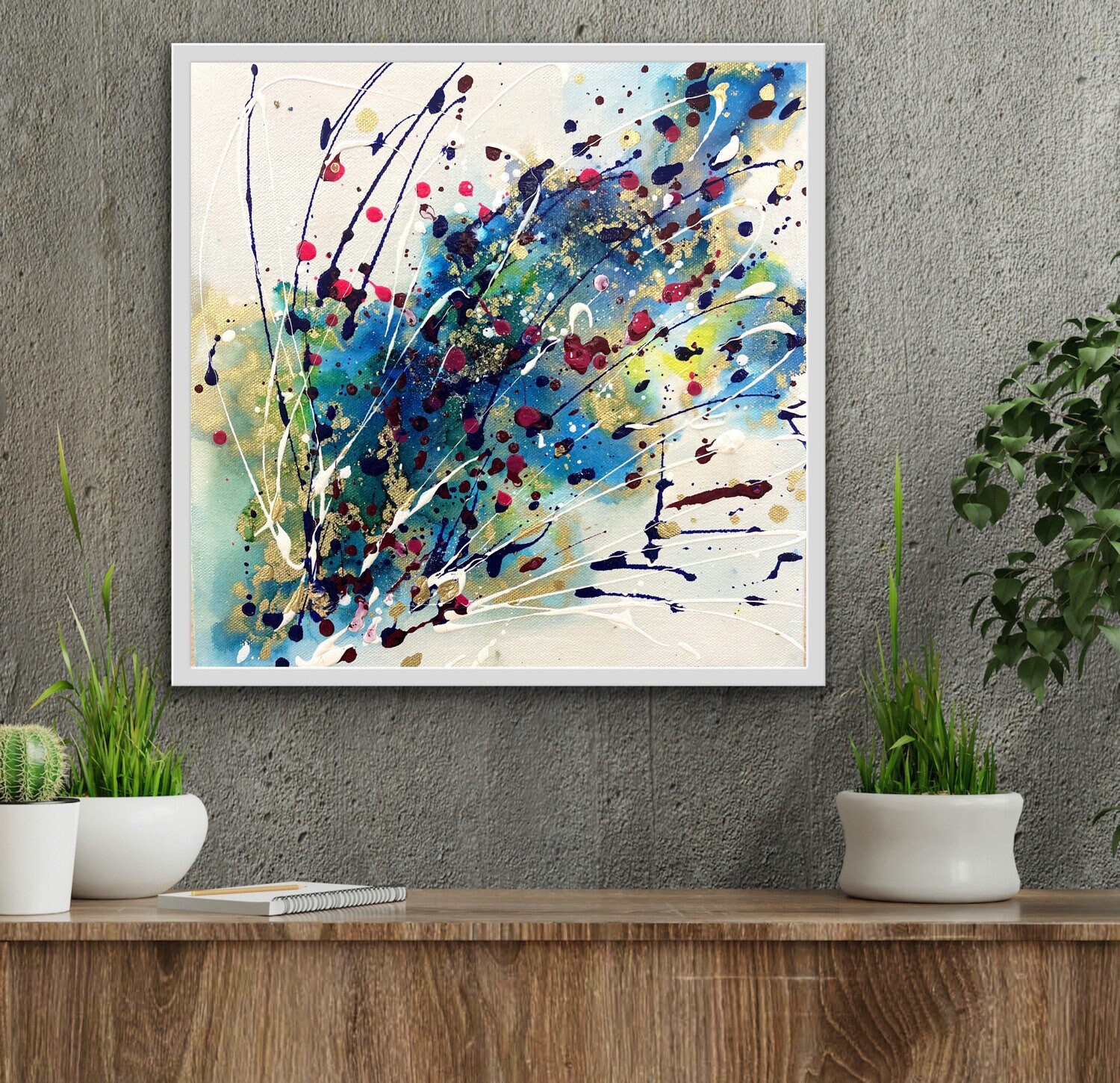 Pink Purple Blue Gold Wall Art Acrylic Abstract Art Etsy