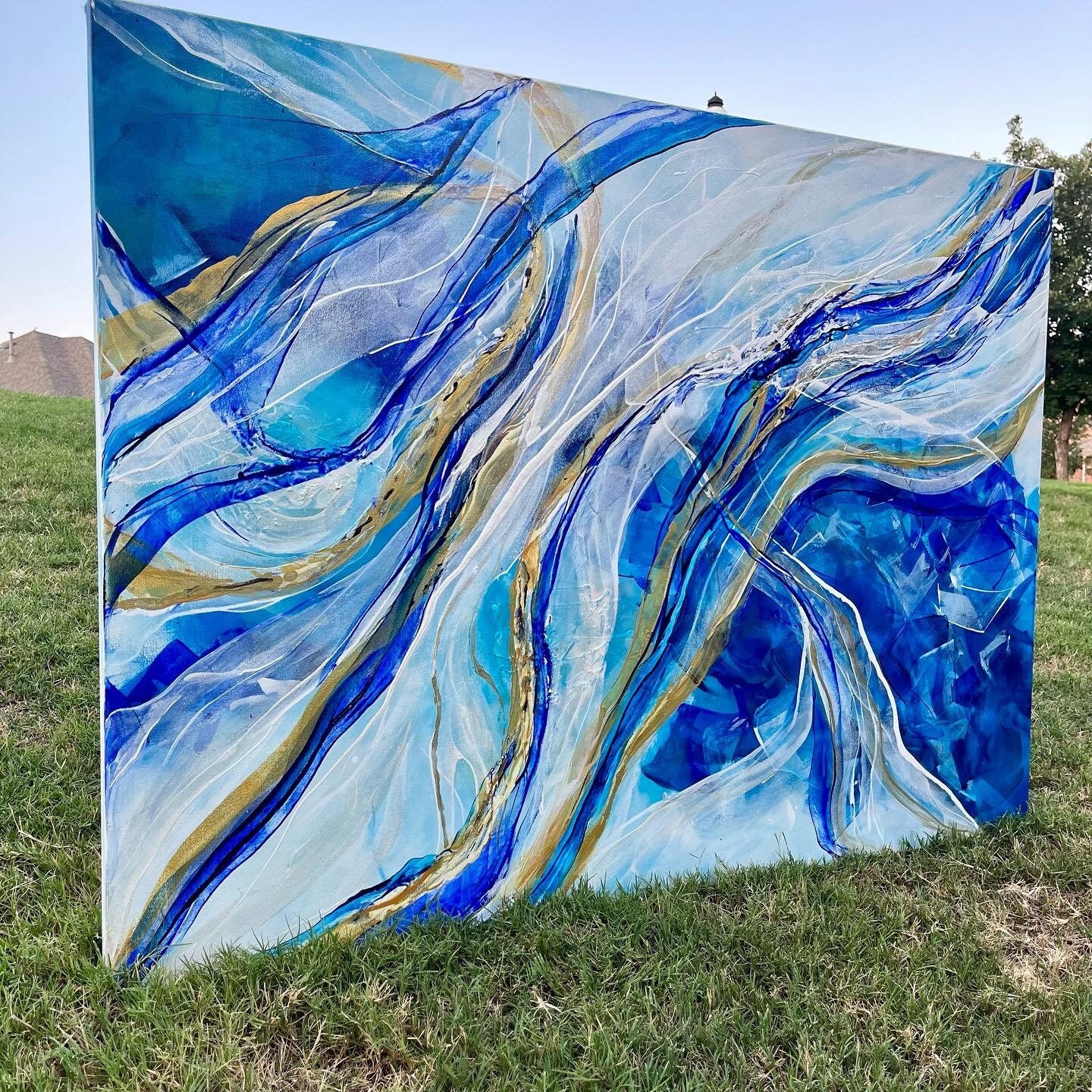 Blue White Abstract Wall Art Extra Large Abstract Painting Etsy