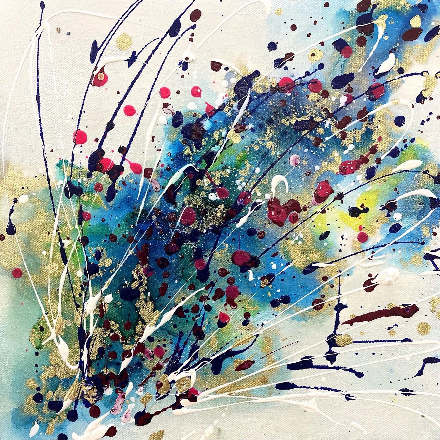 Pink Purple Blue Gold Wall Art Acrylic Abstract Art Etsy