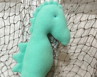 Teal seahorse stuffed animal, under the sea nautical nusery decor, baby shower gift