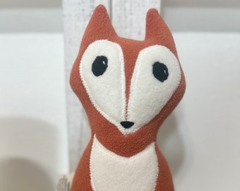 Small plush fox toy stuffed animal, woodland nursery decor, baby shower gift, woodland plush