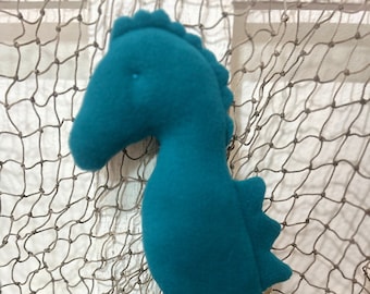 Turquoise seahorse stuffed animal, under the sea nautical nusery decor, baby shower gift