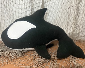Plush Orca stuffed animal, baby shower gift, under the sea, nursery decor, nautical decor, gift for boy, gift for girl