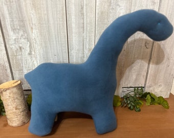 Denim blue stuffed fleece brontosaurus toy, baby shower gift, nursery decor, dinosaur stuffed animal