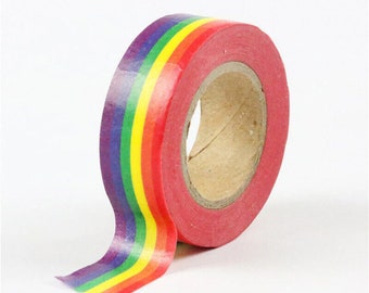 Rainbow pattern washi tape. Scrapbooking, bullet journal, stationery supplies
