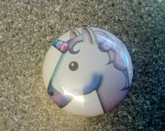 25mm/1 inch button badge - emoji unicorn, collectable, quirky badge, unusual, party favours, collectable badges