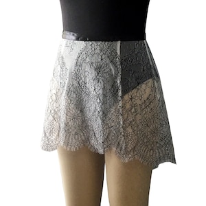 Ballet Wrap Skirt Ivory-Black Gigi Eyelash Chantilly Lace Adult Ballet Skirt Made to Order Dance Practice Skirt Ballet Dancewear image 1