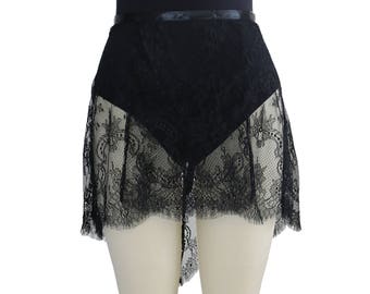 Black Eyelash Lace Ballet Skirt | Chantilly Lace Wrap, Made to Order