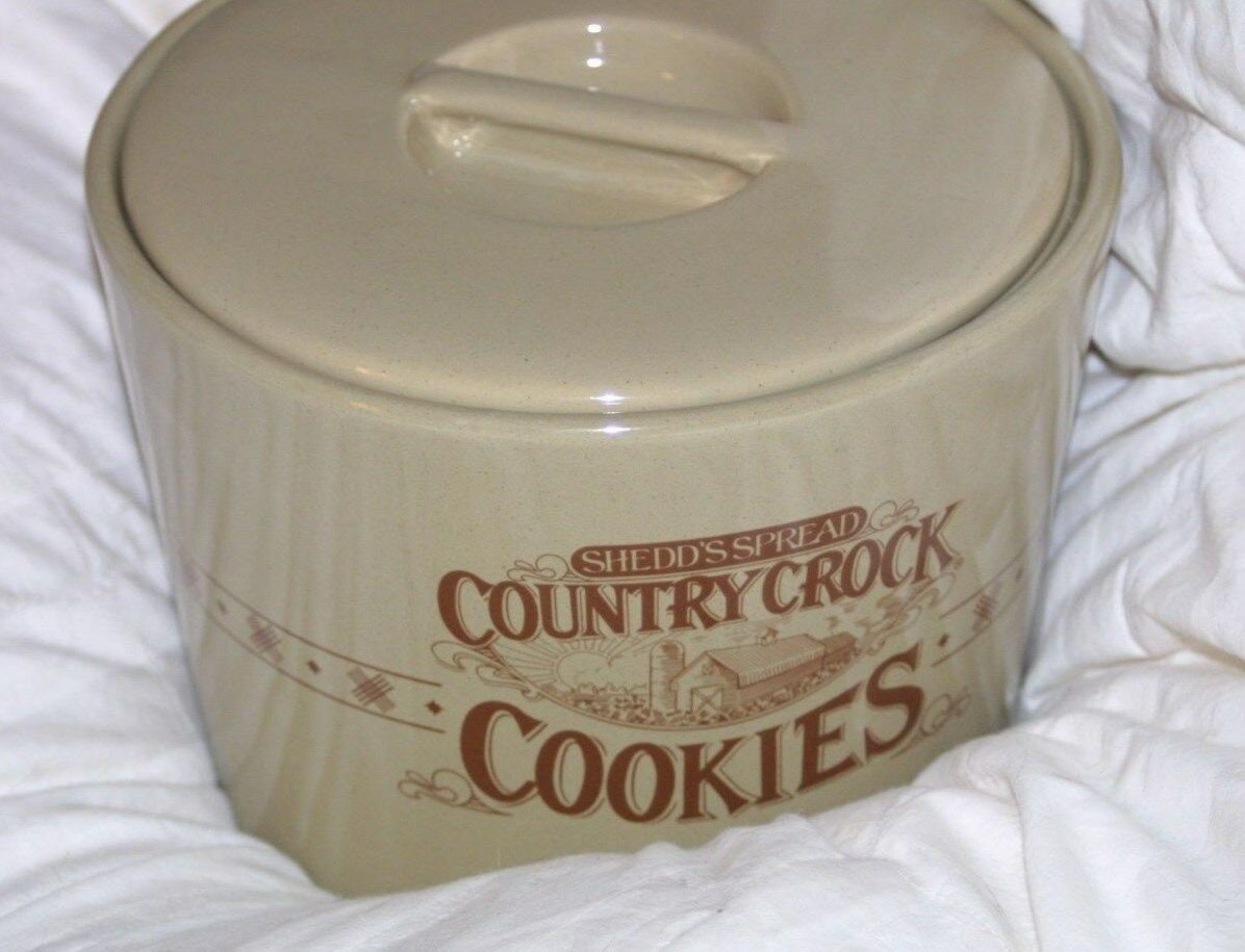 Vintage Shedd's Spread Country Crock Advertising Porcelain Cookie Jar