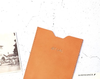 Passport Cover "Jet Lag" / Leather Travel Accessory / Christmas Gift Idea