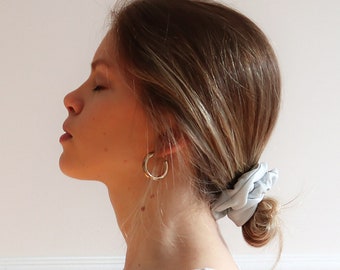 Vegan Leather Scrunchie / Grey Hair Accessory / Faux Leather Scrunchie / Bridesmaid Gift