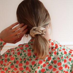 Vegan Leather Scrunchie / Beige Hair Accessory / Vegan Leather Hair Tie