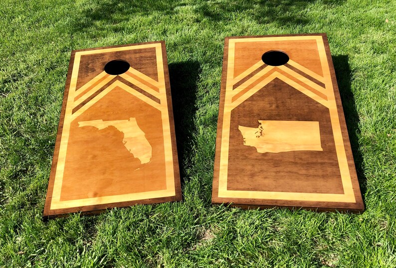 Custom Bean Bag Boards Cornhole Boards Retro Design with your state