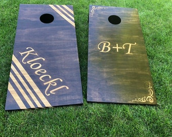 Wedding Cornhole Boards, Customizable, Personalized design with your hometowns, Regulation Size Bean Bag Boards