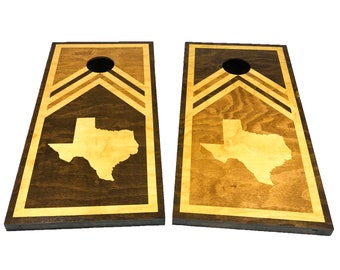 Texas Cornhole Boards, Rustic Design with optional Scorekeeper Scoreboards and Bags
