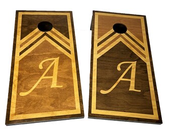 Letter "A" Cornhole Boards, Retro with the Initial "A" and optional Scorekeeper Scoreboards