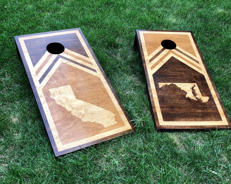 Custom Bean Bag Boards Cornhole Boards Retro Design with your state