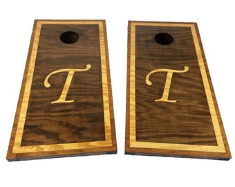 Cornhole Boards, Personalized Classic Design with Initial with optional Scorekeeper Scoreboards and Bags