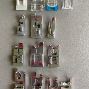 Vintage & Newer Snap-On Presser Feet for 4 MM or Skinny Shank, Zig Zag, Teflon, Blind, Straight, Rolled, Roller Foot, Overcast, Cording