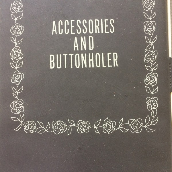 Vintage Kenmore Button Accessories, Face Plate with Pinion Gear, Five Button Hole Templates, Storage Box, Excellent Shape