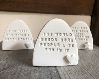 Teacher thank you / teaching assistant / head teacher / SED teacher / key worker / school leaver gift / ornament  / clay / heart