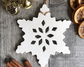 Large snowflake Christmas winter festive wall decor Home Nordic scandi rustic clay white