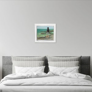 Sea painting Wall decor Small Oil paintings Plein Air artwork Unusual Gift Girl on a beach Original Artwork image 5