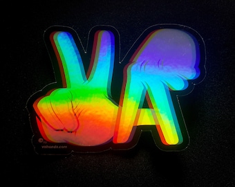 Virginia VA Hands Holographic sticker