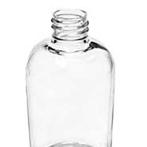 May include: A clear plastic bottle with a screw-on cap. The bottle is empty and has a round shape.