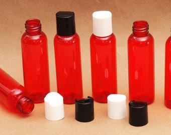 Brand New 4 Oz Empty Plastic Red PET Bottles with Dispensing white cap travel size ( 10 PACK )